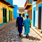 **

"A colorful street scene in Gorée Island, Senegal, featuring historic buildings painted in vibrant colors, fully clothed people in modest traditional Senegalese attire walking along the cobblestone streets, safe for work, appropriate content, perfect anatomy, natural proportions, professional photography, family-friendly, bright daylight, well-formed hands, proper finger count, natural body proportions."

**