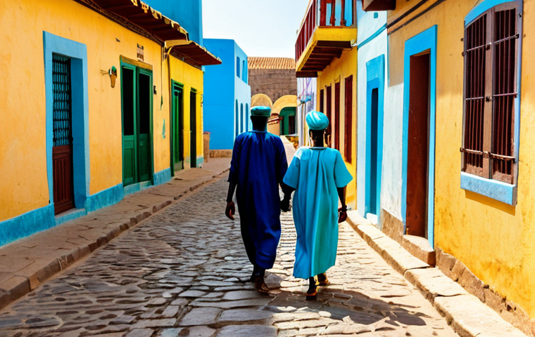 **
"A colorful street scene in Gorée Island, Senegal, featuring historic buildings painted in vibrant colors, fully clothed people in modest traditional Senegalese attire walking along the cobblestone streets, safe for work, appropriate content, perfect anatomy, natural proportions, professional photography, family-friendly, bright daylight, well-formed hands, proper finger count, natural body proportions."
**