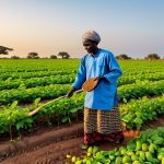 Home 14 세네갈 주요 수출품 - Peanut Farming in Senegal**
"A Senegalese farmer in traditional clothing tending to a peanut field ...