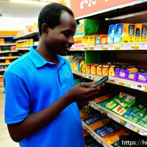 Home 33 세네갈에서 전화카드 구입 방법 - A bustling local Senegalese grocery store interior, featuring shelves stocked with colorful prepaid ...
