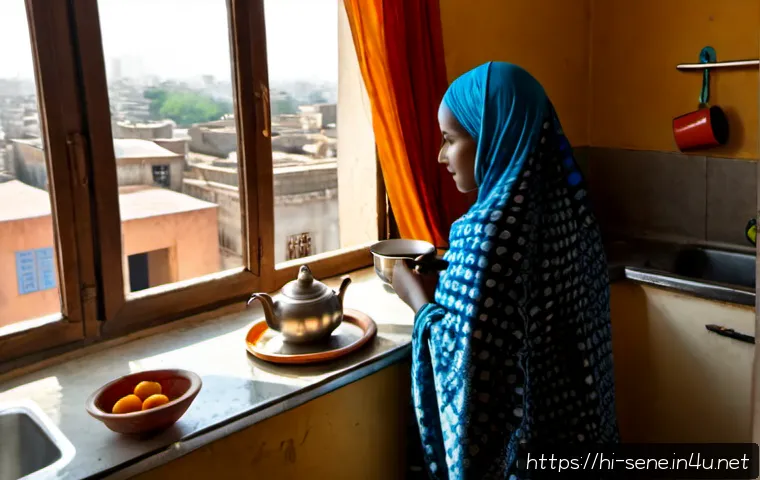 세네갈에서 살아보기 경험담 - Photorealistic lifestyle scene of a Hindi-speaking Indian woman living in Senegal, preparing tea in ...